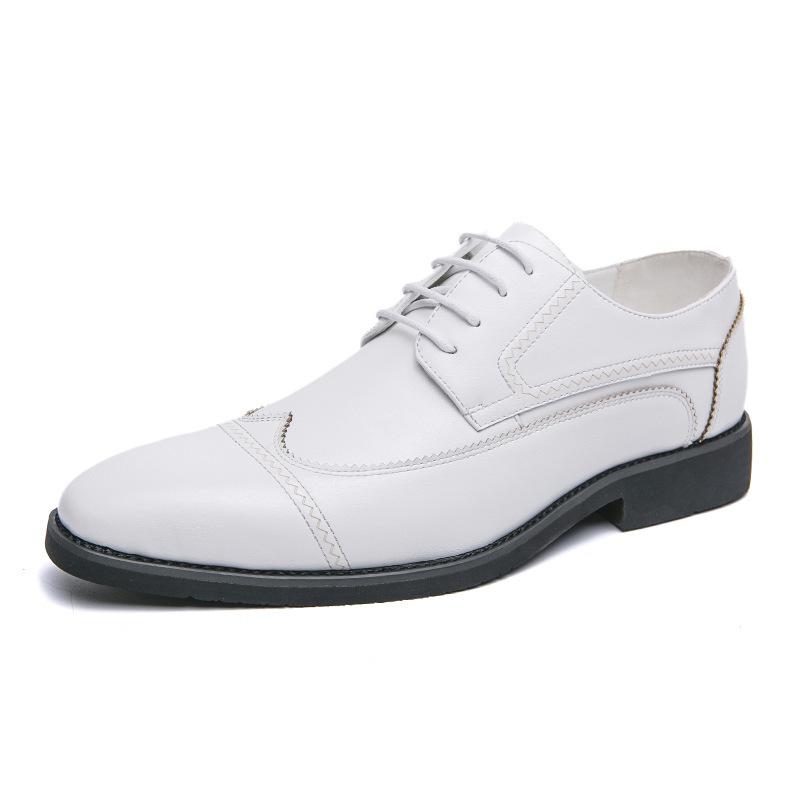 2025 new casual leather shoes men's autumn British style versatile fashion men's formal wear business white trendy shoes