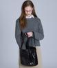 BASIC HOUSE Women'S Cable Round Neck Crop Knit Grey Lykt7201