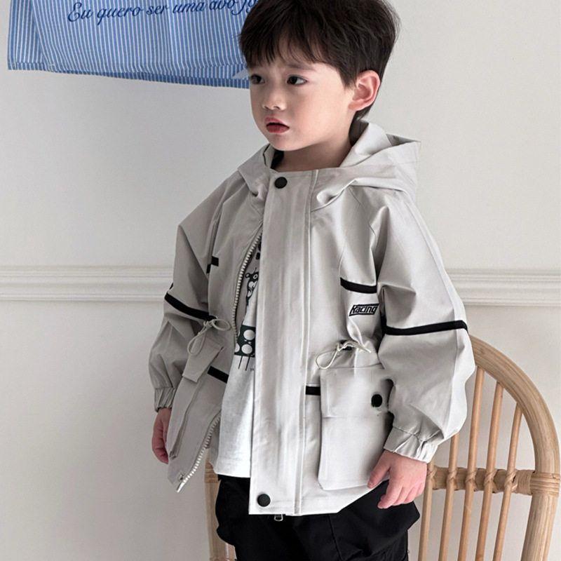 Children's Double-Layer Jacket for Spring and Autumn, Boys' Korean Style Windbreaker, Girls' Windproof Hoodie, Kids' Workwear Top