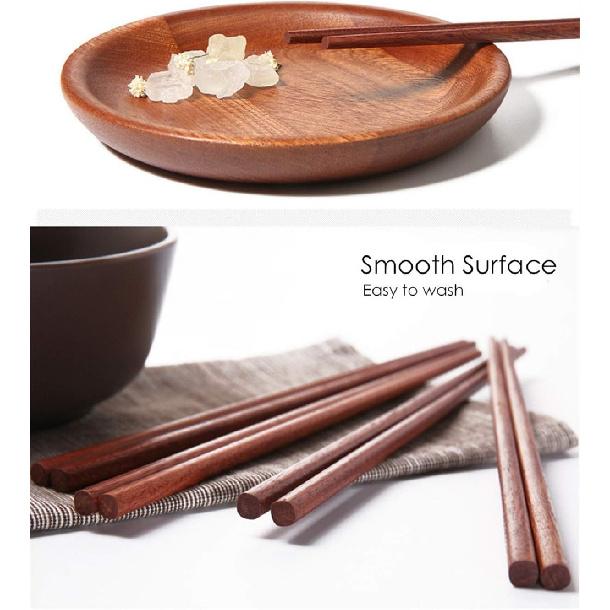 Wooden Chopsticks Reble Dishwasher Safe 10 Pairs Chinese Asian Korea Iron Wood Handmade Chopstick Natural Healthy for Cooking Eating Restaurants