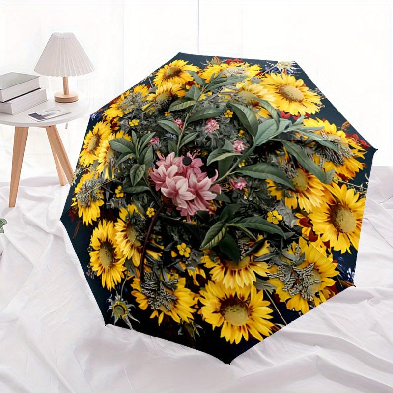 

Azalea Flower Wreath Automatic Umbrella - One-Touch Opening Portable Umbrella with 8-Rib Design, Durable Iron & Plastic Constr (as the picture,Iron&8K)