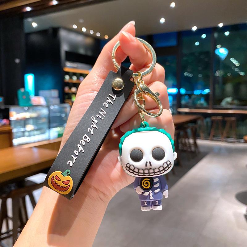 Mahjong Christmas Keychain Cute Couple Night Horror Pendant Decoration Car Key Chain Doll Cartoon Doll