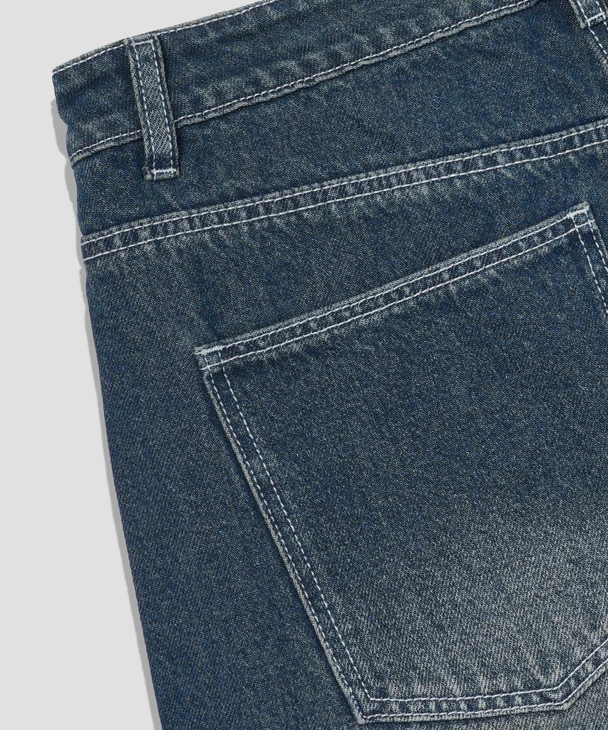 AGOD Washed Vintage Wide Balloon Denim Pants [Sand Indigo]