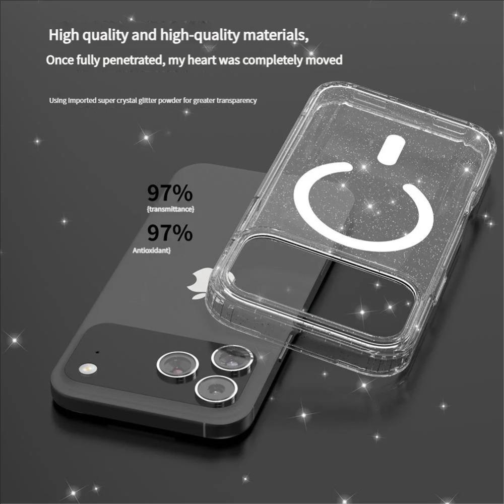 Luxury Glitter PC+TPU Magnetic Charge Armor Phone Case For IPhone 17 Air 16 15 14 Plus 13 12 Pro Max Anti-Drop Buffer Back Cover