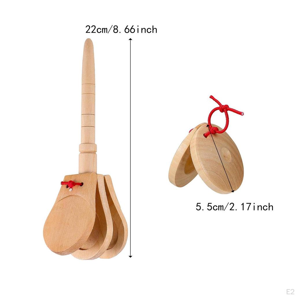 4x Clap Board Wooden Finger Castanets Set Music Educational Percussion Instruments Wood
