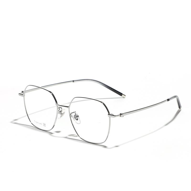 Full Titanium Large Square Blue Light Retro Glasses Simple Flat Glasses Women'S Retro Frames Men