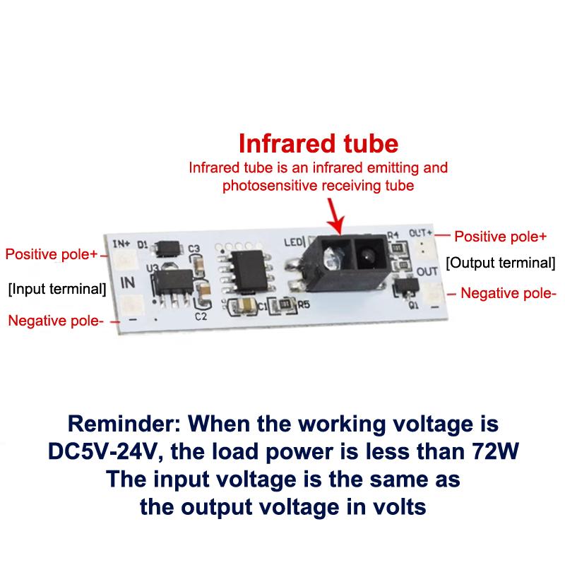 1Pcs Short Distance Scan Sweep Hand Sensor Dc 5V-24V 3A Hand Sweep Switch Module Led Dimming Control Lamps Active Components