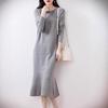 Women's 100% Wool Slimming Over-the-Knee Knitted Dress for Autumn/Winter