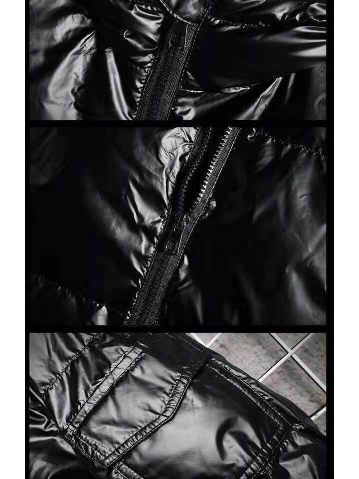Men's Shiny Hooded Down Cotton Winter Jacket – Thick, Trendy, Short, Plus Size Available