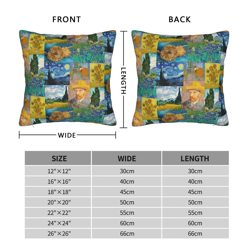 Van Gogh Collage Oil Painting Square Pillow Covers Polyester Home Starry Sky Cushion Case Cool Decorative Pillowcase 45*45