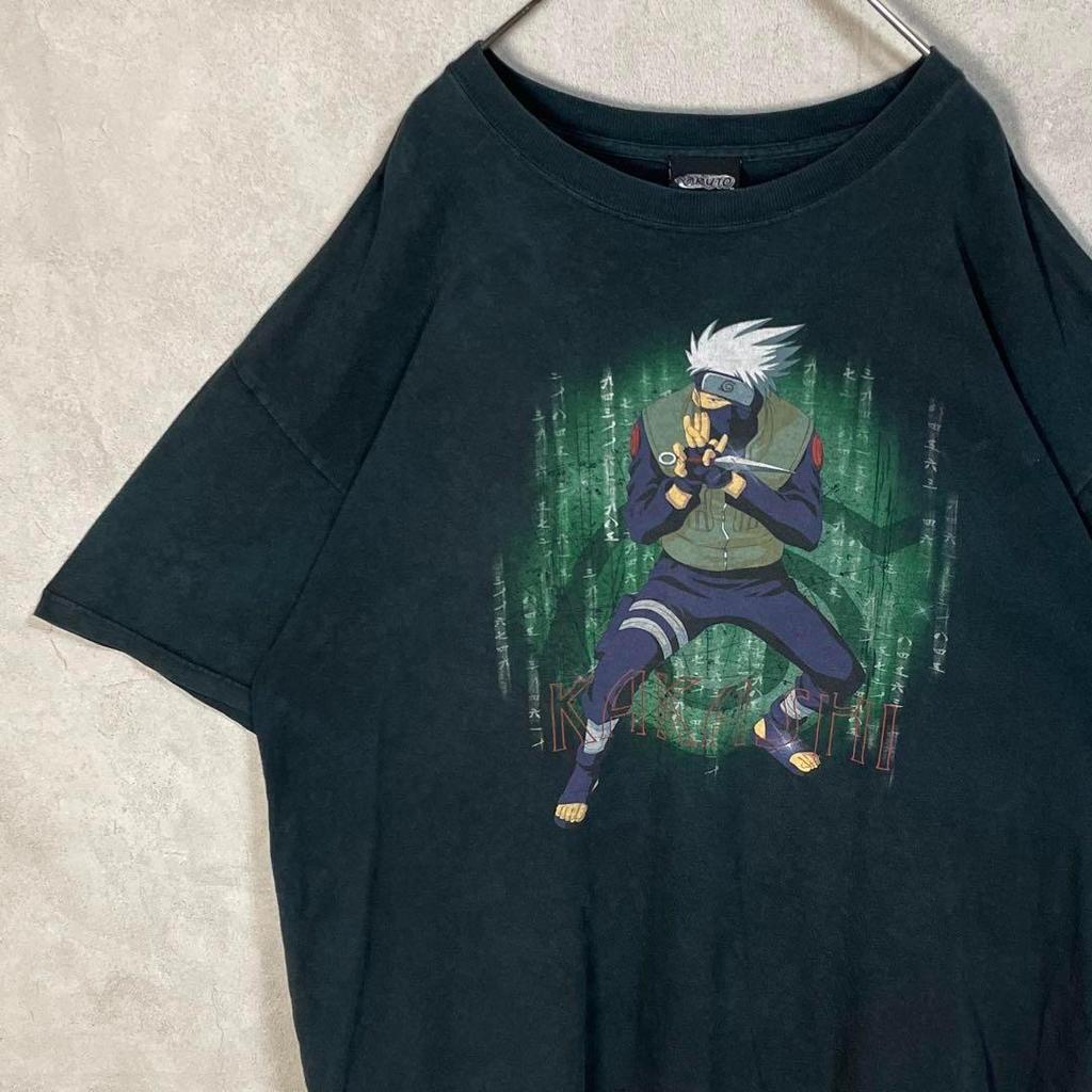 [USED] Vintage 2000s Hatake Kakashi Naruto Short Sleeve Shirt, Anime, Manga, Black, Part 1