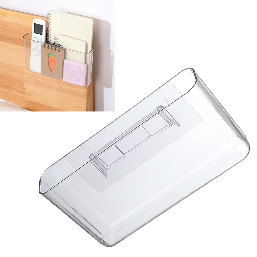 Transparent Wall Mount Organizer Plastic Wall Phone Holder Adhesive Storage Bin  Bedroom