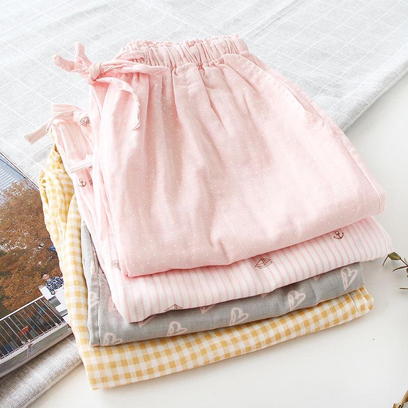 Women's Cotton Sleep & Home Pants - Lightweight, Breathable, Long, Unisex Style for Spring/Summer/Autumn