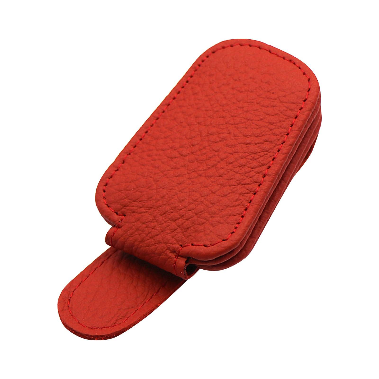 

1 упаковка держателей солнцезащитных очков для автомобильного козырька - магнитный кожаный держатель для солнцезащитных очков и зажим для карт - аксессуары для автомобильного козырька One Size красный