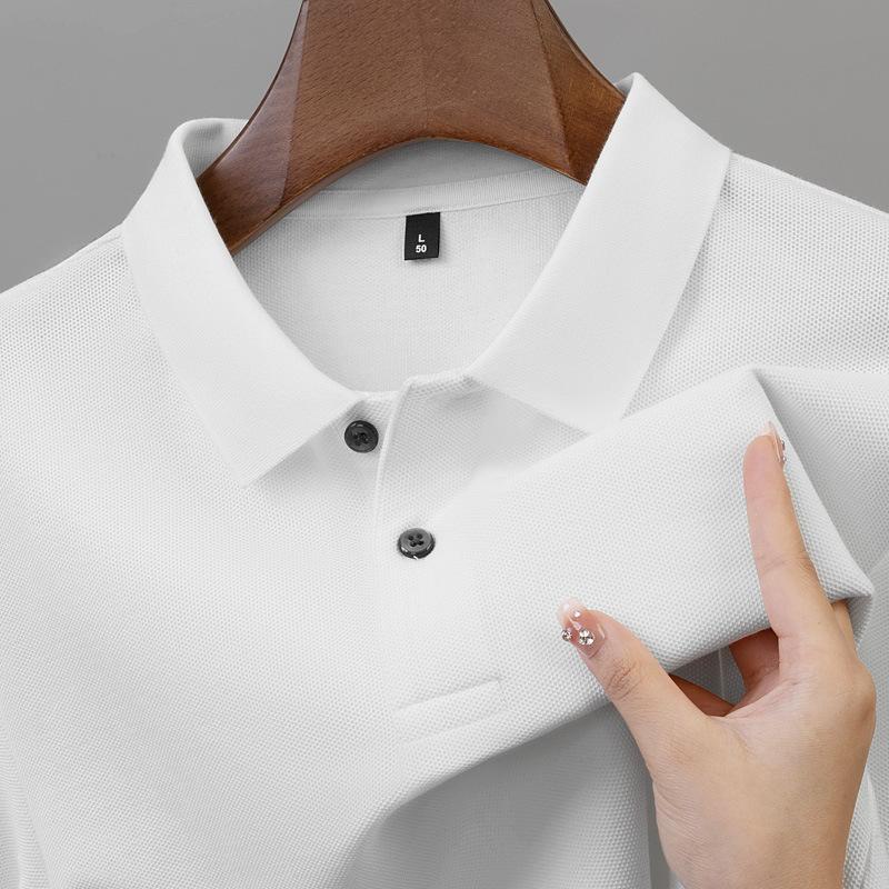Autumn And Winter Lapel Slit Men'S Long-Sleeved Polo Shirt 100% Long-Staple Cotton Men'S Polo Shirt T-Shirt