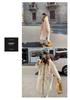 Beige Hooded Lambswool Mid-Length Coat: Thick Korean Style, Loose Fit, Plush Outerwear for Autumn/Winter.