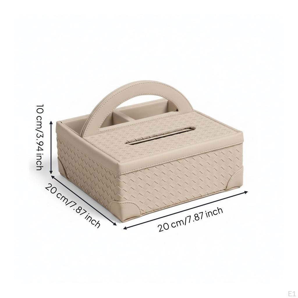 Tabletop Tissue Holder Woven Dispenser Box LeatherLike Apricot