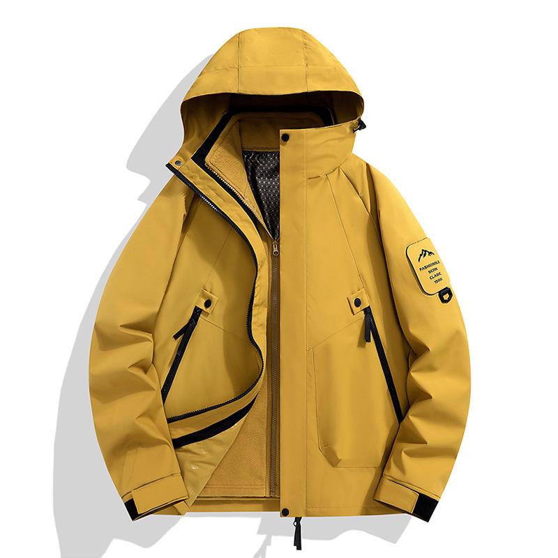 Unisex Orange 2025 Windproof 3-in-1 Detachable Jacket Extra Small