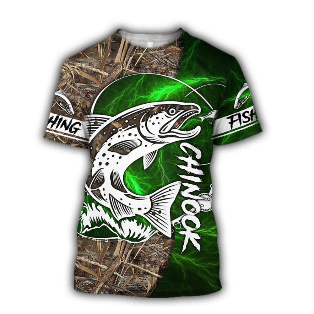 Men Fishing Graphic 3D Print Summer Tops Oversized Tee Shirts Short Sleeve Crewnack Fashion Casual Camisetas
