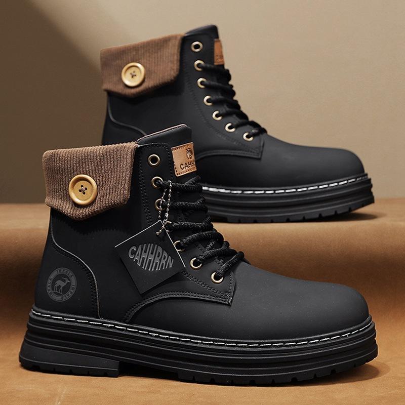 2024 new high-top men's boots British style Martin boots men's casual trendy boots men's tooling locomotive boots autumn and winter