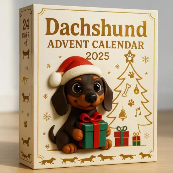 2025 Dakhund Adventskalender 24 Dagers Nedtellingskalender med 3D Akrylpynt Juletrepynt Unik Gave til Hundelskere