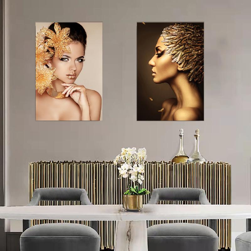 

Абстрактные медные женские картины на холсте, женские настенные художественные постеры и принты, настенные панно для гостиной, домашний настенный декор