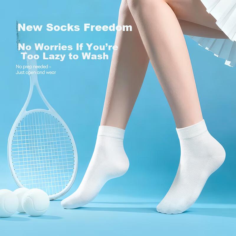 BANANA TRIP Disposable Women's Mid-Calf Socks [10A Antibacterial] Four-Season Daily Cotton Socks Vacuum Compressed Individual Pack White