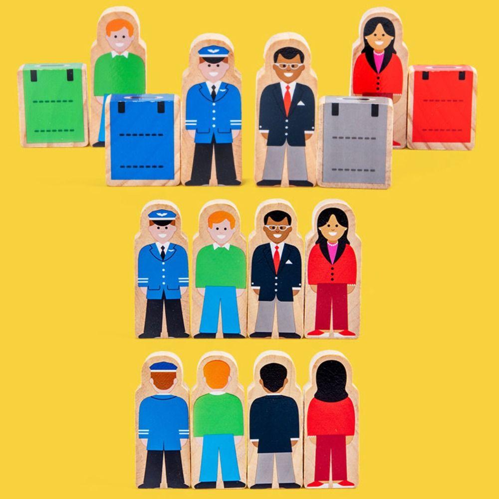 Building Blocks Wooden Passenger Plane Set Simulation Wooden Transportation Toys Children