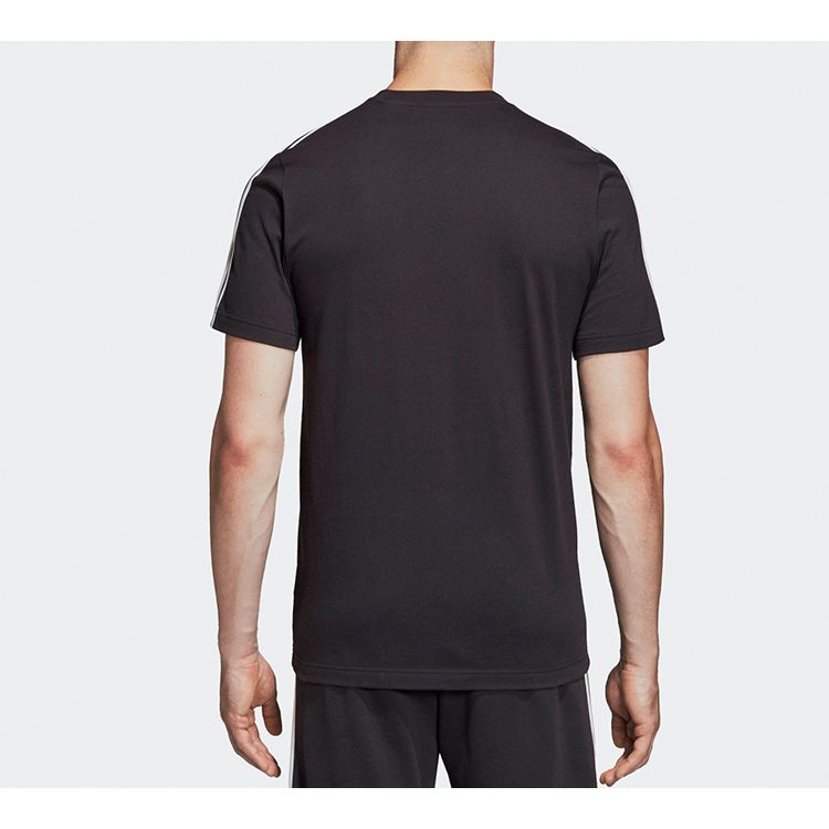 adidas Striped Casual Sports Round Neck Short Sleeve T-Shirt Men Tops Black DQ3113