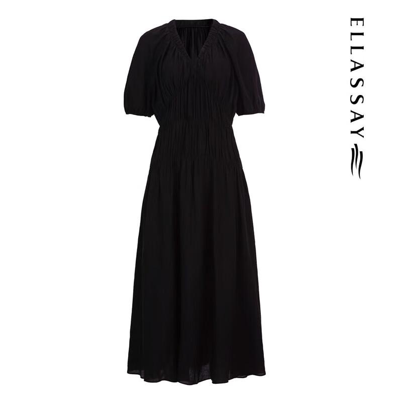 ELLASSAY Elegant V-Neck A-Line Midi Dress