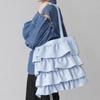 Folded Ruffle Shoulder Bag, High-end Niche Lace Bucket Bag, Casual and Fashionable Large-capacity Lace Skirt Bag.