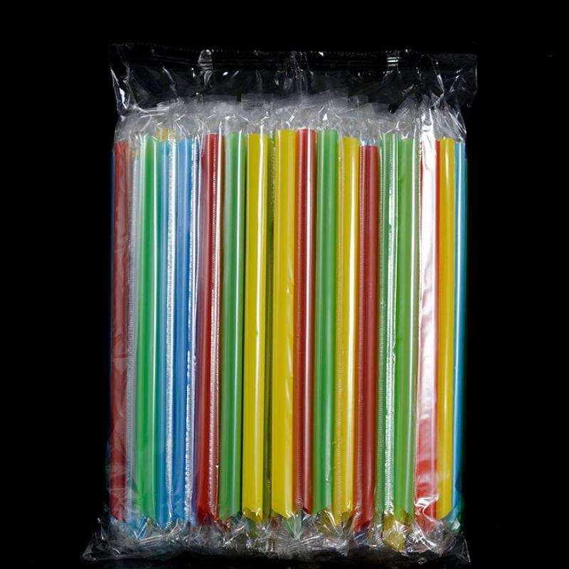 100Pcs Disposable Plastic Straws Juice Drinks Milk Tea Bubble Tea Drinking Wide Independent Packaging Drinking Straw