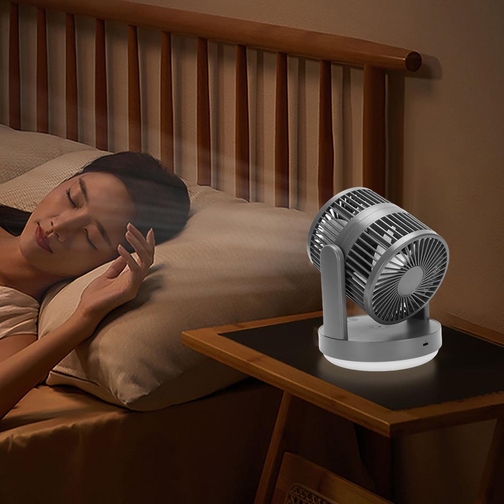 Desk Fan 3 Speeds   Rechargeable Desktop Oscillating   Circulator Fan with Night Light for Home Bedroom