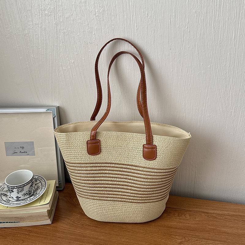 New Style Women's Straw Woven Tote Bag for Beach Vacation - Large Capacity Handbag & Shopping Basket