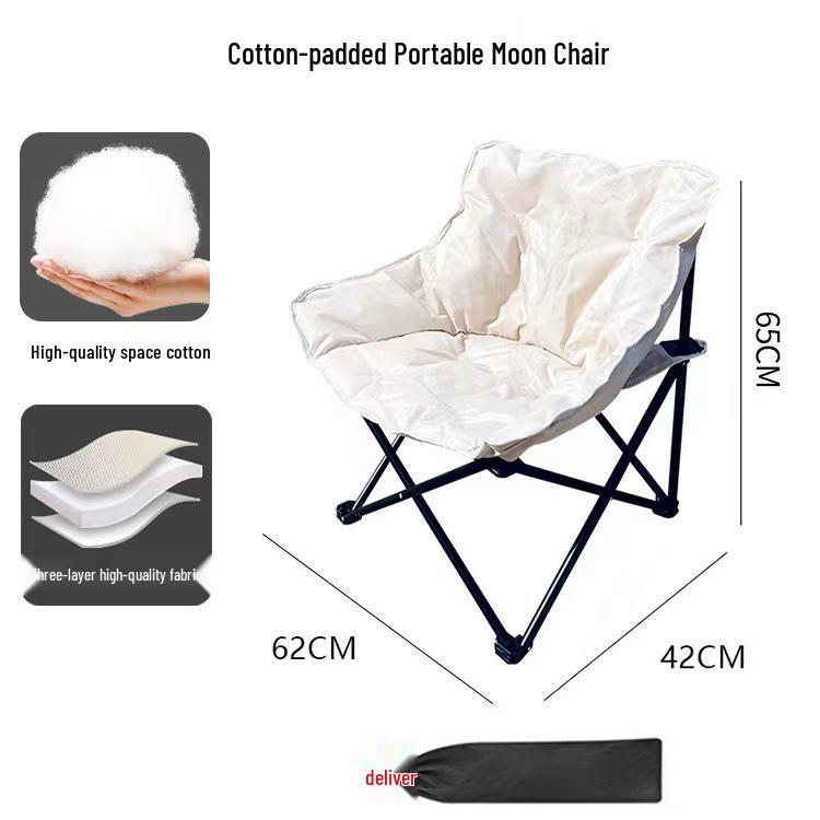 Adjustable Padded High-Back Moon Chair for Camping and Art Sketching