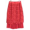 Adore Red 531-9120402 Pleated Flower Lace Skirt Skirt 36 RedUsed