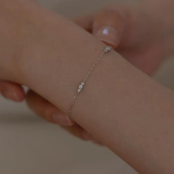14k Triple Cubic Chain Bracelet