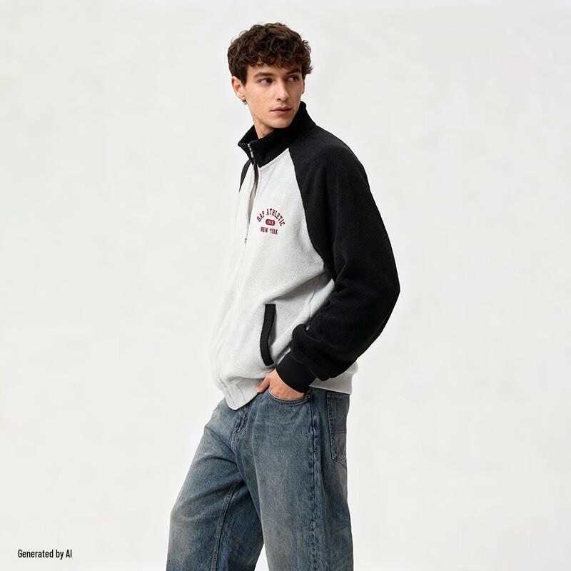 Gap Unisex 2025 Fall Colorblock Logo Fleece Stand-Collar Jacket