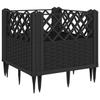 VidaXL Jardinière avec piquets noir 43,5x43,5x43,5 cm PP, bac à fleurs, support de jardinière, support de fleurs, bac à 368007