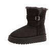 Thick-soled medium tube snow boots women's 2025 winter new Northeast two wear piled thickened warm fur integrated cotton boots