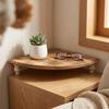 Large Capacity Fan Shaped Storage Rack Wooden Corner Shelf Cosmetic Storage Rack  Bathroom