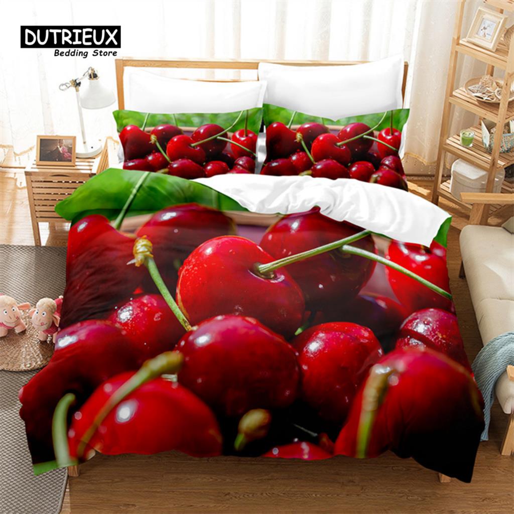 

Комплект постельного белья Red Cherry, модный комплект постельного белья, мягкий, удобный, дышащий, для декора спальни и гостевой комнаты EU single(135x200cm)