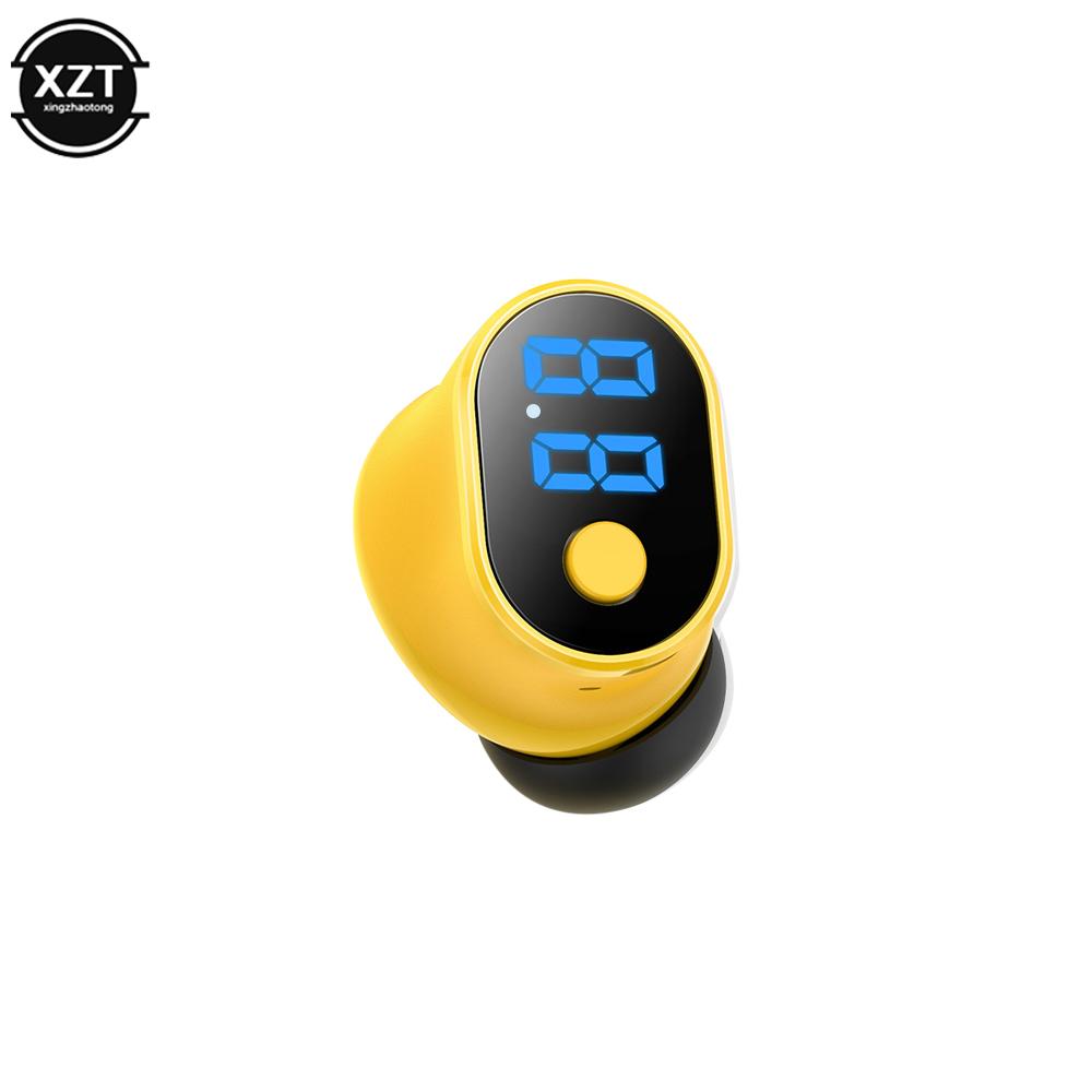 

Mini Single Headphones Bluetooth-compatible5.2 Earphones Power Display TWS Wireless Earbuds Mic Support Voice Assistant Headsets жёлтый