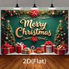 2D Christmas Photography Backdrop Green Christmas Tree Gift Box Banner for Studio