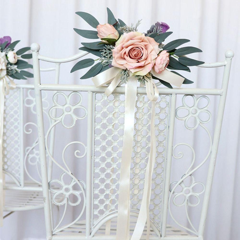 Bridal Car Door Handle Mirror Flowers Romantic Artificial Roses  Ceremony Party Decor