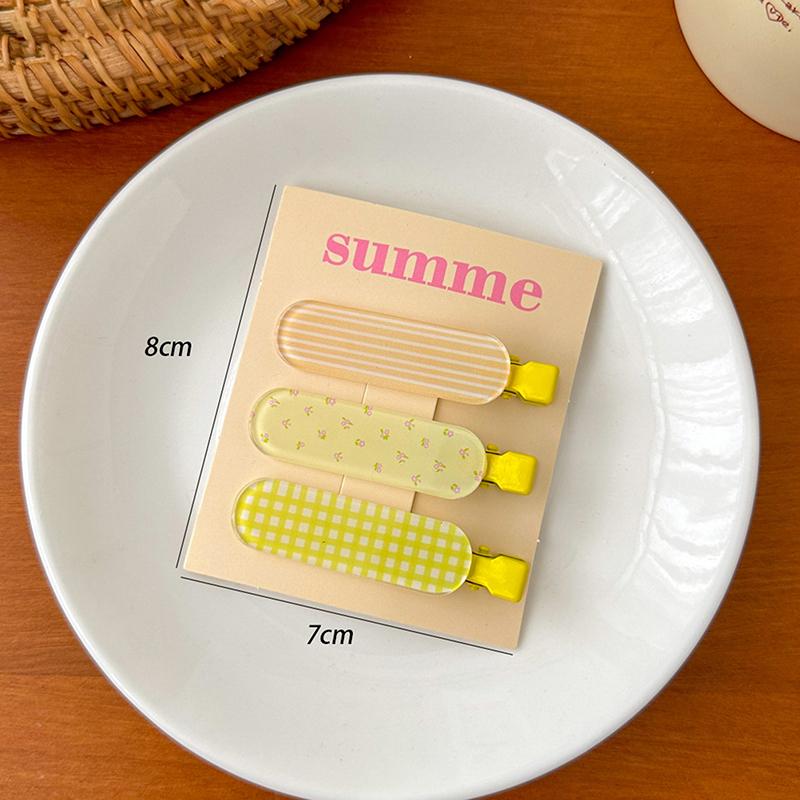 3Pcs/Set Candy Color Hair Bang Clip Summer Hairpin Acrylic Barrette Hair Side Clamp For Girl Hair Accessories