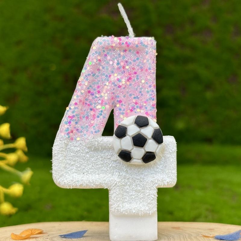 Soccer Birthday Memories Pink Candles White Girl Number Football Candle Cake Decoration Children's Surprises Room Decor Candle