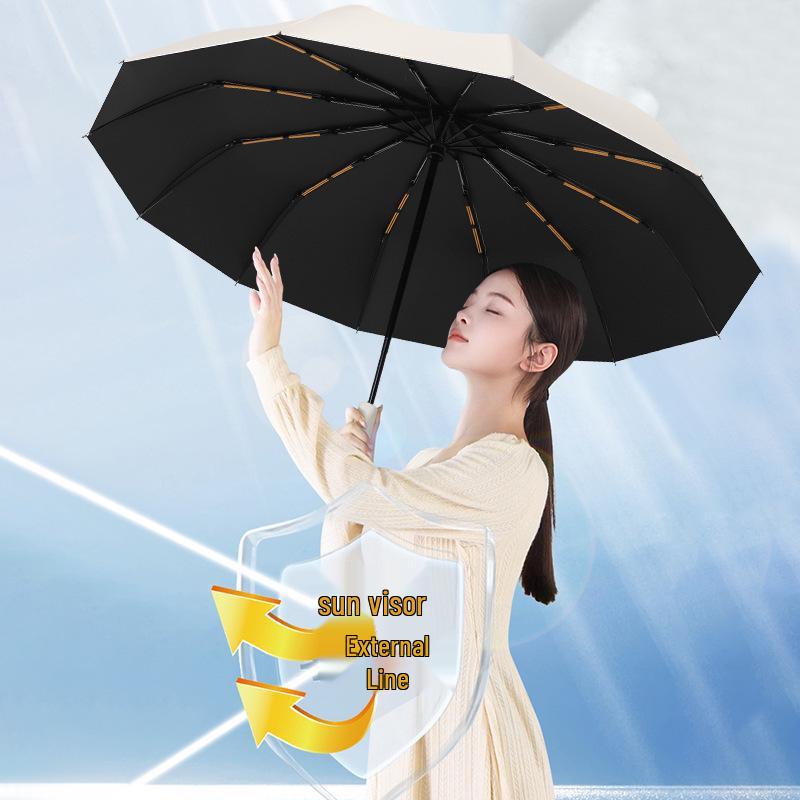Men's Large Windproof Folding Umbrella: Reinforced, Sturdy, Dual-Use for Sun & Rain