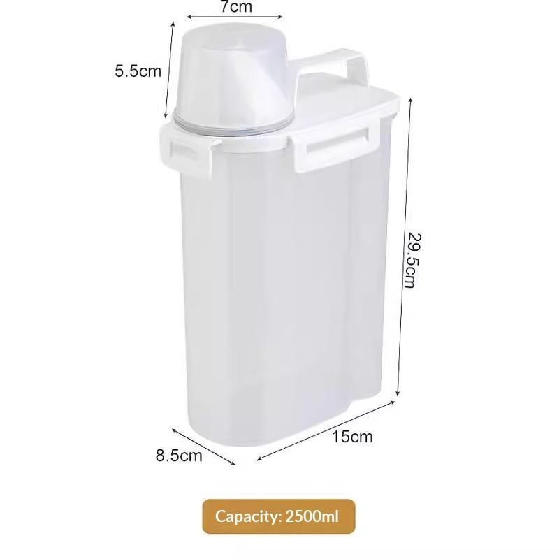 Plastic Food Storage Containers With Sealed Lids And Measuring Cup For Kitchen Rice Cereal Dry Food
