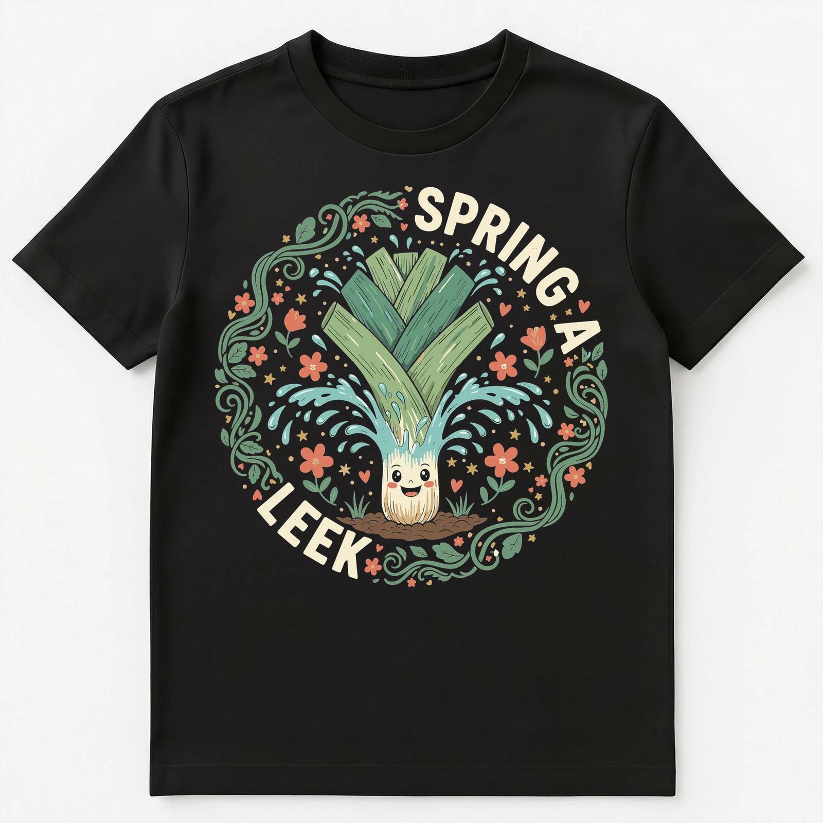

Whimsical Leek Sprouting Joyful Spring Humor Unisex T-Shirt 4XL